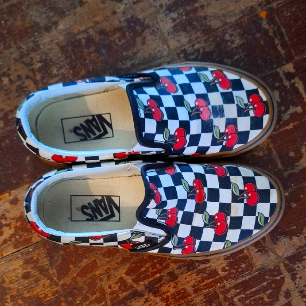 Vans cherry checkered shoe